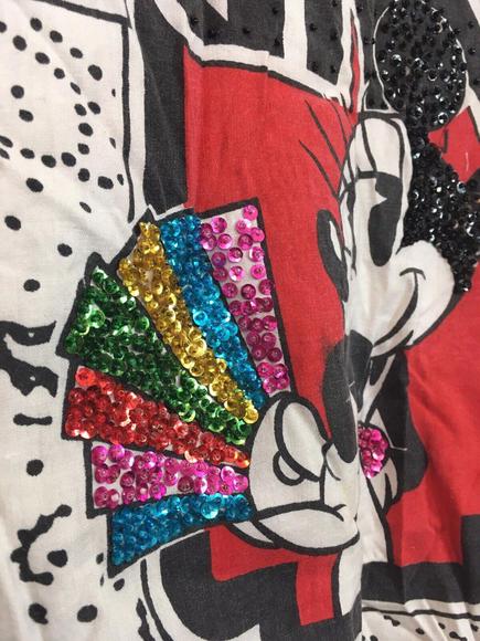 VTG Disney Mickey & Co Donn Kenny Bomber Jacket Minnie Mouse Sequins Womens Sz M - Picture 9 of 12